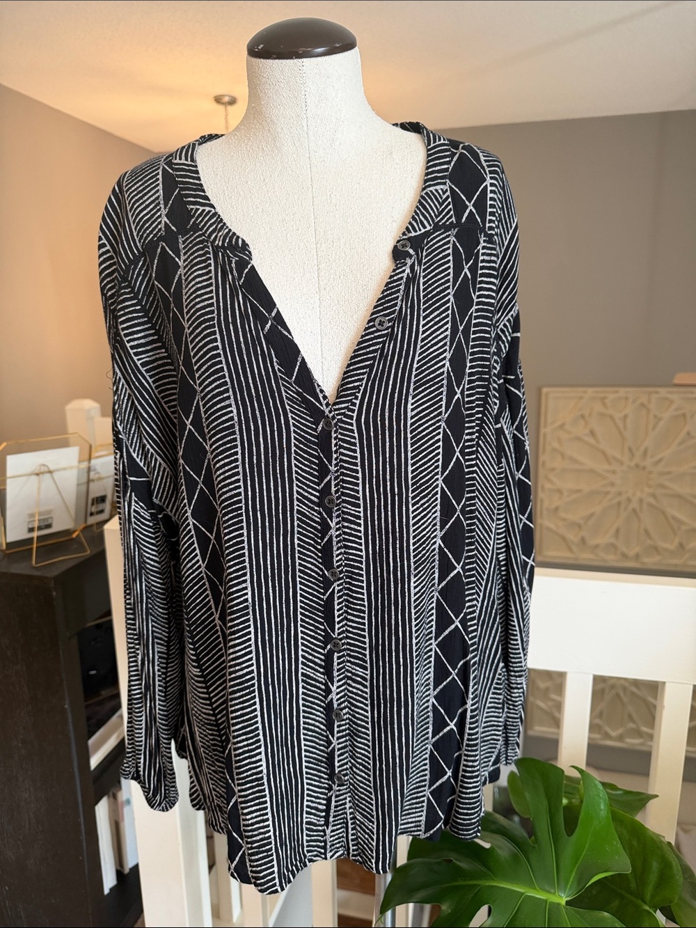 Amuse Society Boho Button Front Blouse